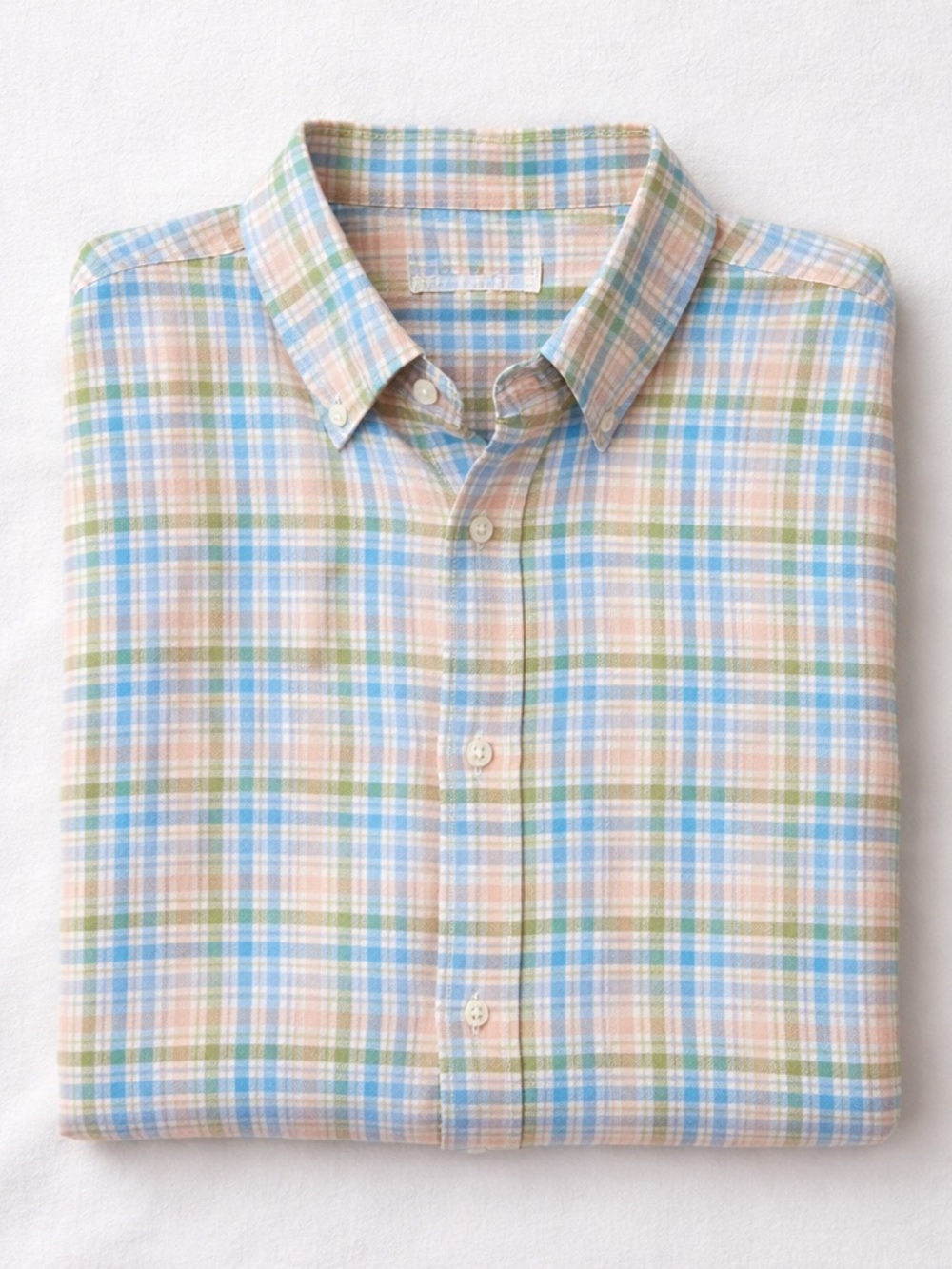 Peter Millar Mens 100% Linen Button Up Shirt Large Plaid Pastel Preppy Coastal